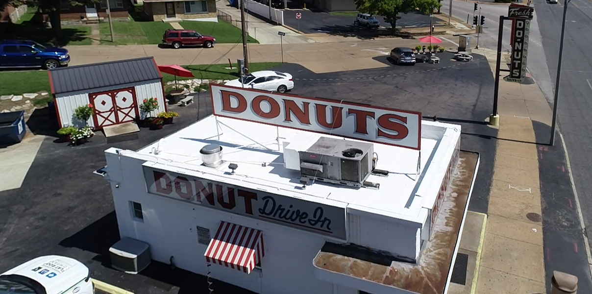 Commercial Flat Roofing Service Completed on Donut Drive In
